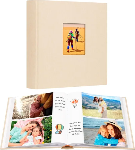 Aevdor - Álbum de fotos 5x7 con 240 bolsillos y espacio para escribir, álbum de fotos de gran capacidad 5x7 con capacidad para 240 fotos, libro de