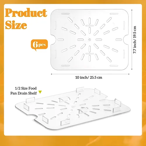 Miniatura 3 de Zubebe 6 piezas de estante de drenaje de plástico para tamaño bandeja de alimentos transparente rejilla de plástico acrílico bandejas de drenaje
