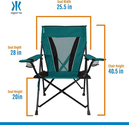 Miniatura 2 de Kijaro Silla de camping portátil XXL Dual Lock - Soporta hasta 400 libras - Disfruta del aire libre en una versátil silla plegable para deportes