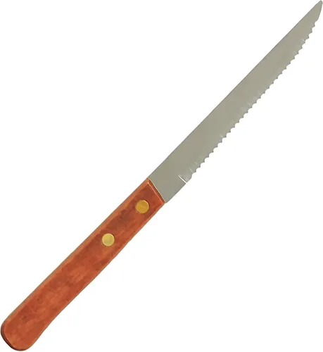 Miniatura 3 de TrueCraftware - Juego de 12 cuchillos de carne de punta puntiaguda de acero inoxidable de 4-1/2 pulgadas con mango de madera - Cuchillos para carne