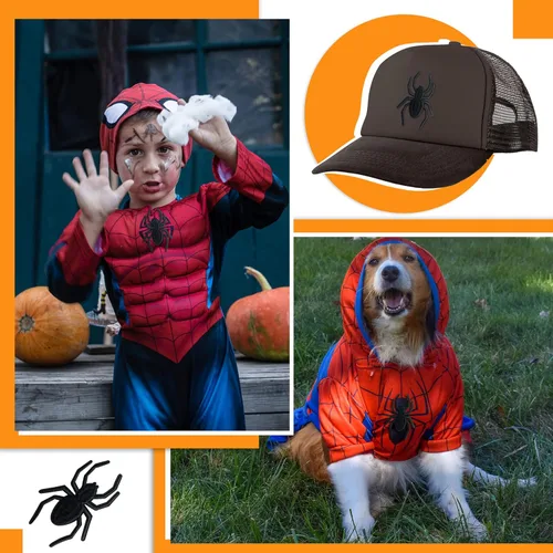 Miniatura 6 de Parches bordados de araña para planchar - Apliques de araña negra para disfraz de Halloween (12)