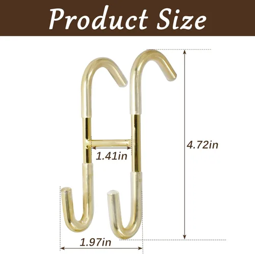 Miniatura 3 de Hitefu 2 ganchos para puerta de ducha, gancho para colgar puertas de vidrio dorado, sin marco, para toallas, bata, trajes de baño, afeitadora, Oro