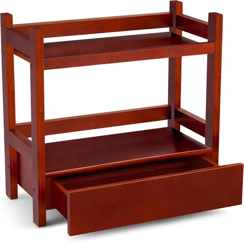 Miniatura 12 de Sorbus Organizador de encimera de baño de bambú, estante de 2 niveles con cajón oculto para tocador, estación matcha, organizador de fregadero