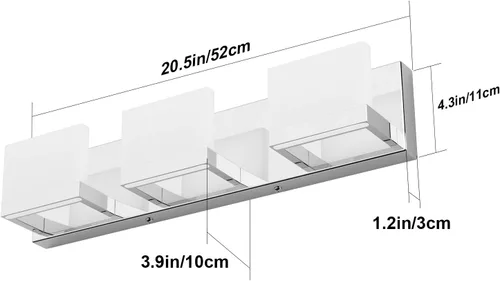 Miniatura 7 de Tipace - 3 Lámparas regulables de tocador, modernas, cromadas, con luz led arriba y abajo, para colocarlas en la pared o sobre el espejo del tocador