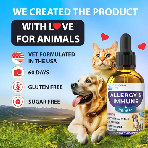 Miniatura 7 de EDUZEBRA Gotas de alivio de alergias para perros y gatos, suplemento natural de apoyo antipicazón, alivia las alergias estacionales, la irritación