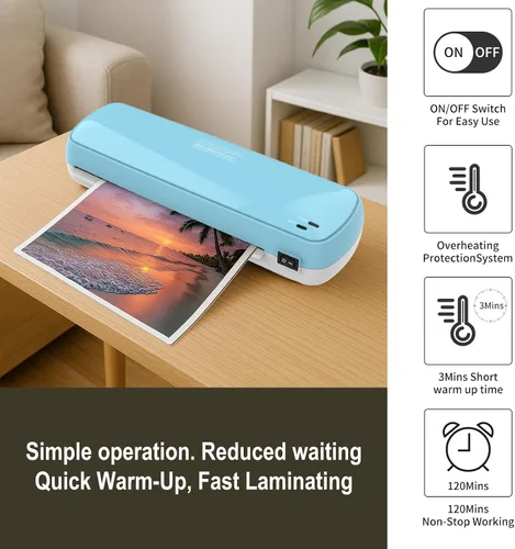 Miniatura 2 de Suntiko Máquina laminadora con 10 hojas, calentamiento rápido para documentos y fotos A4/A5/A6, oficina, escuela, uso doméstico, suministros