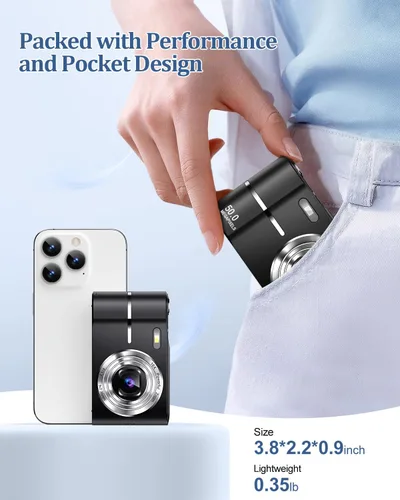 Miniatura 3 de Cámara digital mejorada, 50 MP de alta definición completa, 1080P con zoom de 16x antivibraciones, cámara compacta para niños, estudiantes, niños