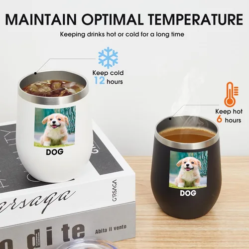 Miniatura 5 de Vaso de vino personalizado con impresión en Estados Unidos, taza de café personalizada de viaje de acero inoxidable con tapa y pajita, taza aislada