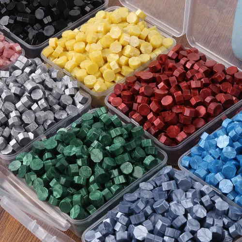 Miniatura 3 de Juego de 300 cuentas de cera de sellado rojo vino para sello de cera con velas y cuchara de fusión, perfecto para tarjetas de Navidad, sobres
