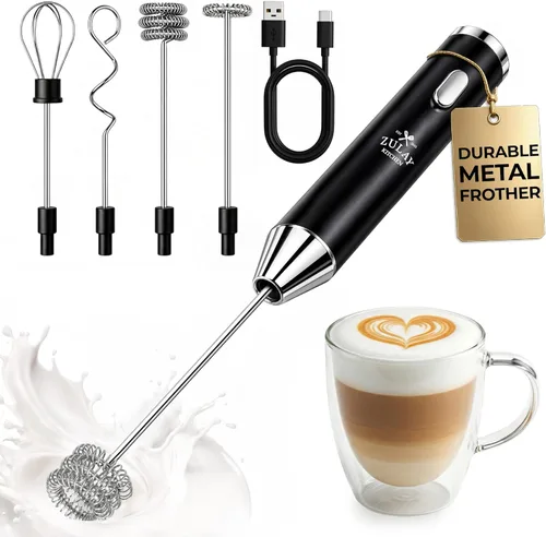 Miniatura 89 de Zulay Kitchen Espumador de leche de mano con pilas Duracell AA – Mezclador eléctrico ultrarrápido y creador de espuma, mezclador de bebidas fácil