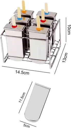 Miniatura 7 de Moldes de paletas de acero inoxidable, juego de 6 moldes para hacer helados, moldes de paletas caseras reutilizables de metal con 50 varillas