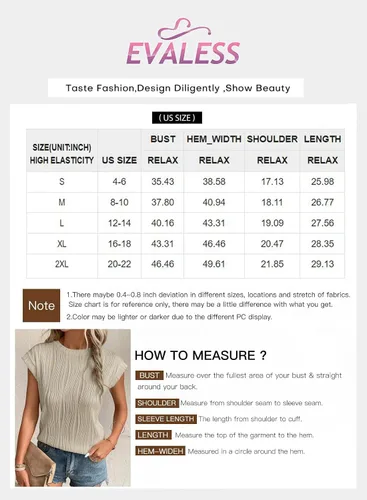 Miniatura 6 de EVALESS Camisetas de manga corta con textura para mujer, cuello redondo, lisas, holgadas, casuales, básicas