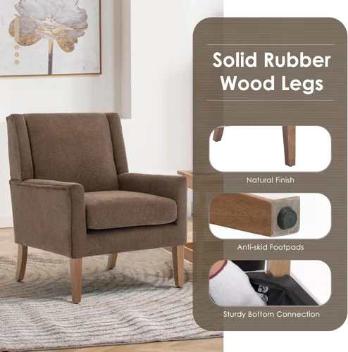 Miniatura 5 de COLAMY Juego de 2 sillas modernas con respaldo alto tipo wingback para sala de estar, sillón de acento tapizado en tela, silla de sofá individual