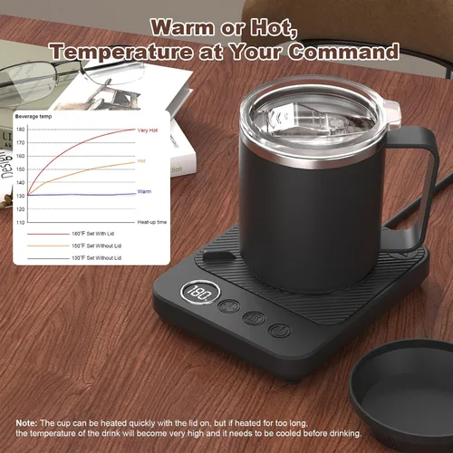 Miniatura 3 de Calentador de Taza de Café y Juego de Taza para Escritorio, Calentador Eléctrico de Taza de Café con Taza Calentada de 16oz, Calentador de Café