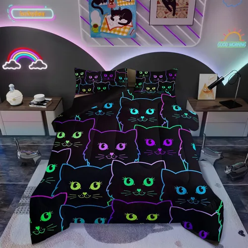Miniatura 38 de Erosebridal Juego de ropa de cama de calavera de vaca bohemia tamaño individual para vaquero occidental, diseño de cactus y esqueletos negros, juego