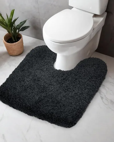 Miniatura 8 de Disolla Alfombra de inodoro en forma de U, color beige, 23 x 24, lavable a máquina, antideslizante, alfombra de piso de inodoro de felpa suave