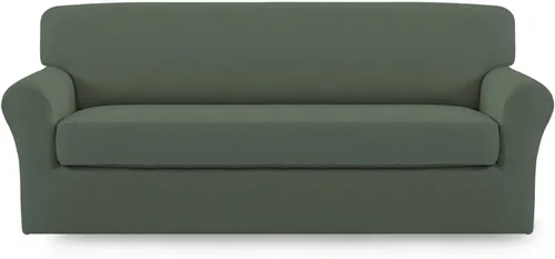 Easy-Going Funda de Sofá Elástica de Microfibra de 2 Piezas – Cubierta de Sofá Suave Ajustada de Spandex, Protector de Muebles Lavable con Parte