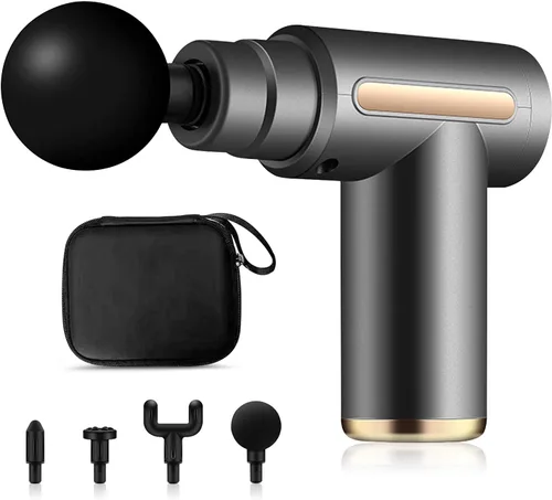 Miniatura 6 de Ergocar Potente pistola de masaje muscular tejido profundo, 6 velocidades masajeador de cuerpo eléctrico de mano con 4 cabezas súper silencioso Negro