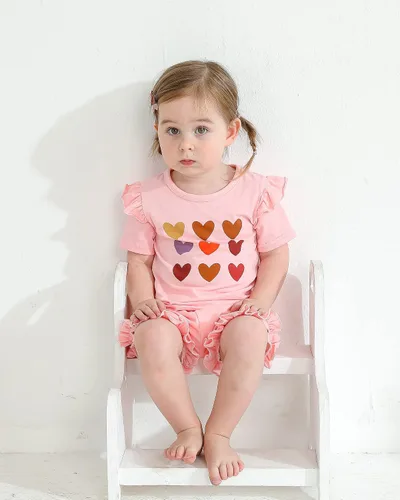 Miniatura 4 de Mioglrie Ropa para bebé niña con volantes y pantalones cortos, conjunto de ropa para niñas pequeñas