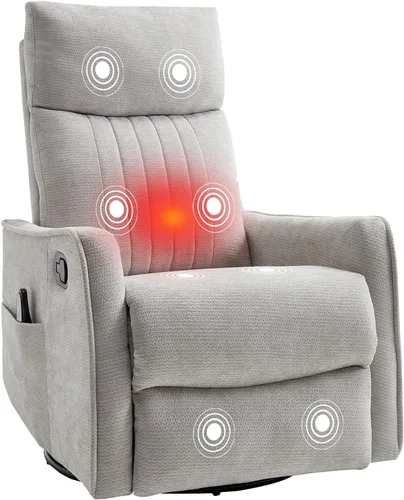 Miniatura 30 de PELUMY Silla Reclinable Mecedora Giratoria 360 para Adultos, Silla Mecedora de Guardería con Calor y Masaje, Silla Reclinable Deslizante para Beige
