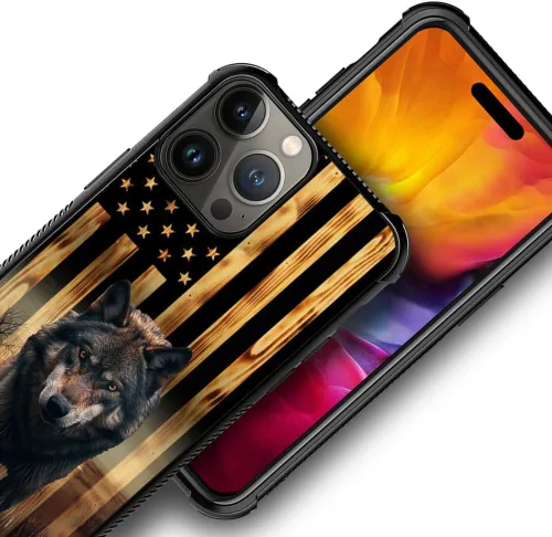 Miniatura 131 de DAIZAG Compatible con iPhone 13 Pro Max, Funda de TPU Protectora Anti-Arañazos Todo En Uno, Fundas para Hombre Mujer - Motivo de Madera Americana
