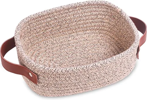 Miniatura 10 de ABenkle Cesta de almacenamiento pequeña, mini cestas tejidas de cuerda, lindo organizador de almacenamiento de armario, cubo de juguetes decorativo