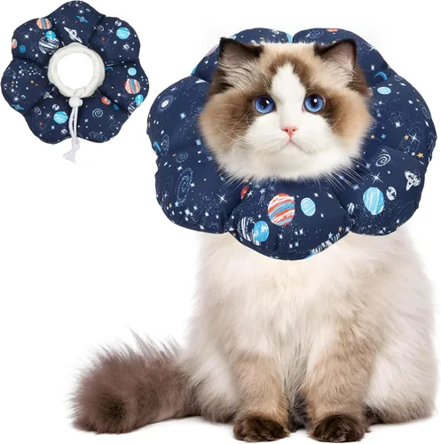 Miniatura 11 de ComSaf Collar de cono para gato, suave, protector ajustable para evitar lamer después de la cirugía, cómodo y ligero collar isabelino para gatito
