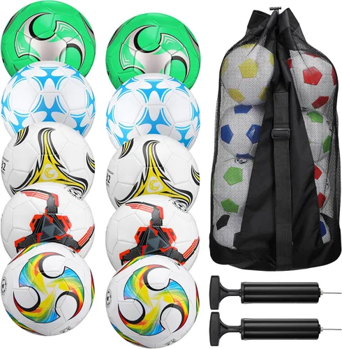 Miniatura 11 de Libima 13 Piezas Pelotas de Fútbol a Granel 10 Piezas Pelota de Fútbol Oficial con 2 Bombas y Bolsa de Transporte Entrenamiento Interior y Exterior