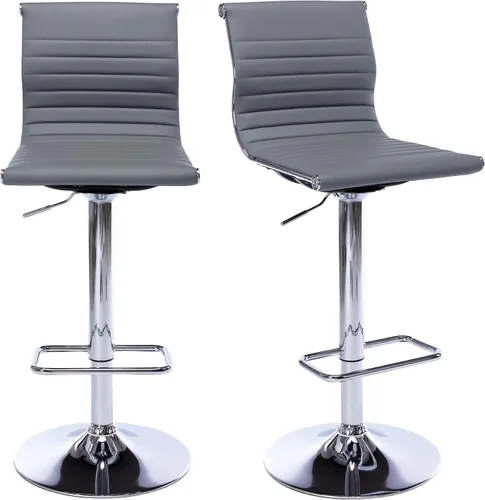 Miniatura 22 de chairus Juego de 2 taburetes de bar giratorios modernos, taburetes de bar ajustables con altura de mostrador, taburetes de piel sintética sin brazos