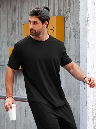 Miniatura 2 de Babioboa Conjunto de 2 piezas de camiseta y pantalones deportivos para hombre, con bolsillo con solapa, pantalones deportivos holgados y lisos