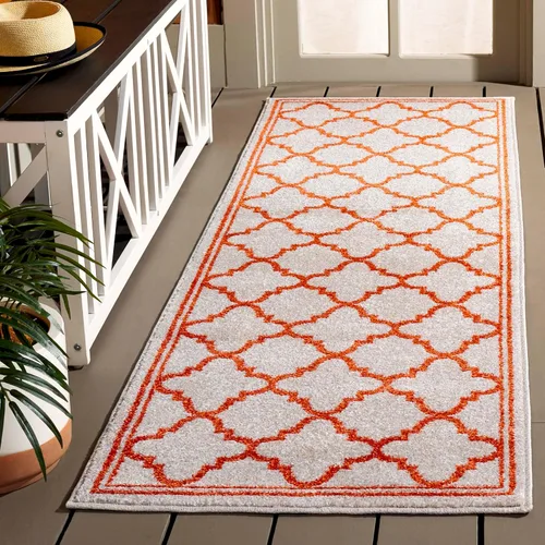 Miniatura 24 de Safavieh Amherst Collection AMT422B - Alfombra para interiores y exteriores, color gris claro y beige Azul marino/beige
