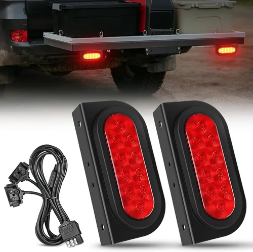 Miniatura 27 de Nilight Luz trasera LED ovalada de 6 pulgadas para remolque, roja, blanca y ámbar, 6 piezas, impermeable, parada, freno, señales de giro, reversa