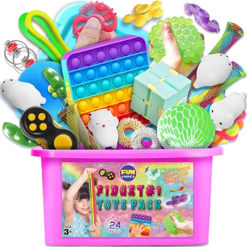 Caja de juguetes para niñas y niños, FunKidz paquete misterioso de juguetes sensoriales para la ansiedad para niños, regalos para fiestas, premios