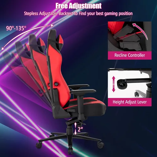 Miniatura 6 de Goplus Gaming Chair, 360° Swivel Computer Chair with Casters, Multi-Angle Reclining, Tension Control, 4D Armrest, Headrest, Gas Lift, Height