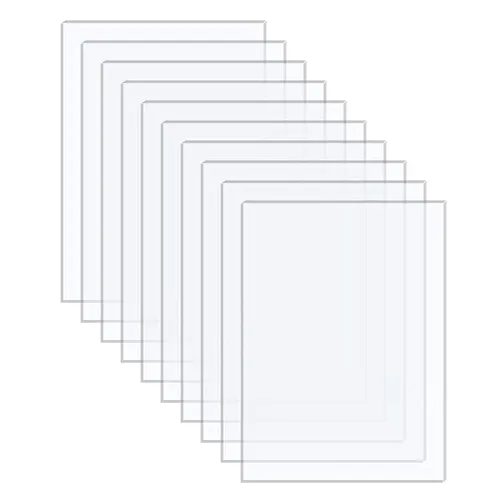 Paquete de 10 hojas acrílicas de 4 x 6 a 0.043 pulgadas de grosor, hojas de plexiglás extruidas transparentes para manualidades, marcos de fotos,