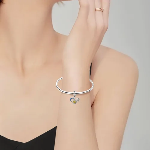 Miniatura 3 de Abalorio de plata de ley 925 para madre, hija, abuela, para familia, amor, madre, hija, abuela, para pulseras, collares, dijes, abalorios, joyería