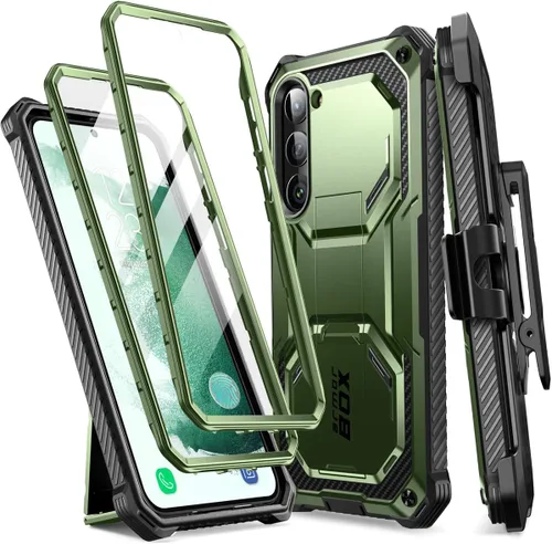Miniatura 15 de i-Blason Armorbox - Funda para Samsung Galaxy S23 con soporte y clip para el cinturón, protector de pantalla integrado, 2 marcos frontales