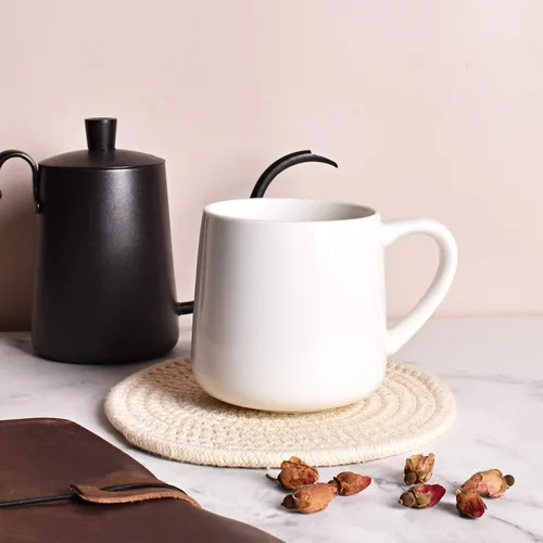 Miniatura 4 de Bosmarlin Taza de café grande de cerámica brillante, taza de té blanca para oficina y hogar, 18 onzas, adecuada para lavavajillas y microondas, 1