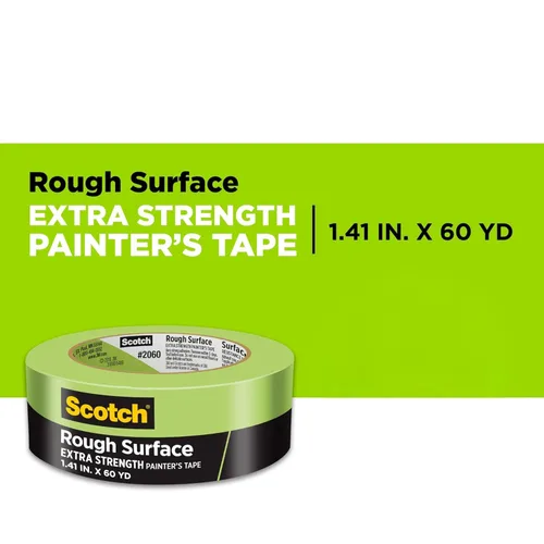 Miniatura 2 de Scotch Cinta adhesiva para pintores de superficies rugosas 2060-36AP, 3.6 cm x 55 m (36 mm x 55 m), paquete de 3 – Adhesivo fuerte, remoción limpia