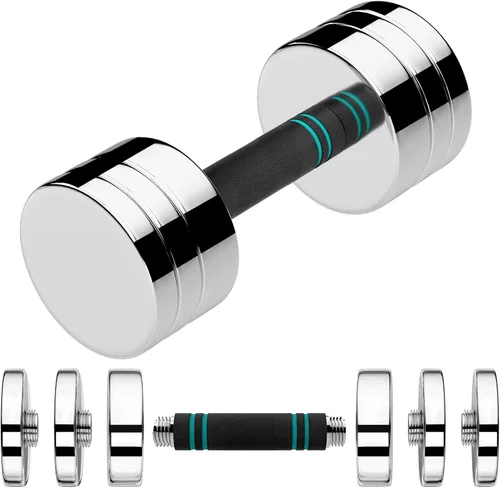 Miniatura 11 de LIFERUN Single Steel Adjustable Dumbbell, 5/10/15lb Free Weight Single Dumbbell, Non-Slip and Comfortable Foam Handle, Adjustable Single Dumbbell