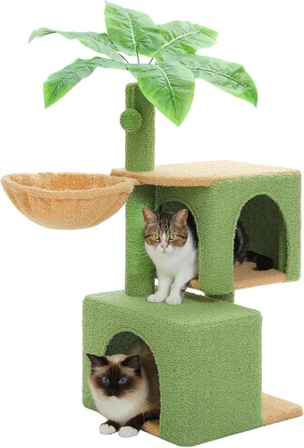 Miniatura 9 de PEQULTI Árbol para gatos de interior de 71 pulgadas con hamaca grande, torre alta para gatos grandes con condominio para 2 gatos, 2 perchas