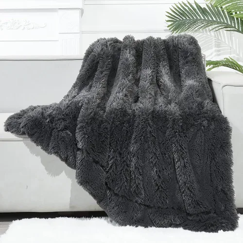 Miniatura 22 de GONAAP Manta de Tiro de Piel Sintética Mullida Tamaño Twin Rosa Claro Súper Suave Acogedora Felpa Mullida Lanuda para Sofá, Sillón o Cama