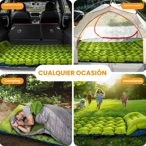 Miniatura 7 de Almohadilla de dormir para camping Oramoose, colchón inflable ultraligero de 4 pulgadas de grosor con almohada, almohadilla de dormir con bomba