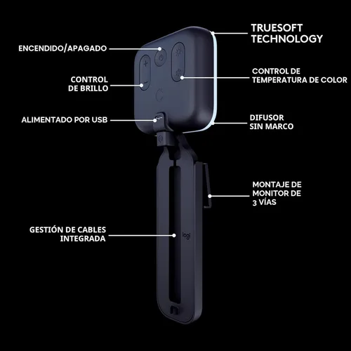 Miniatura 7 de Logitech para Creadores Litra Glow Luz LED Premium para Transmisión en Vivo con TrueSoft, montaje ajustable, iluminación de video para grabar
