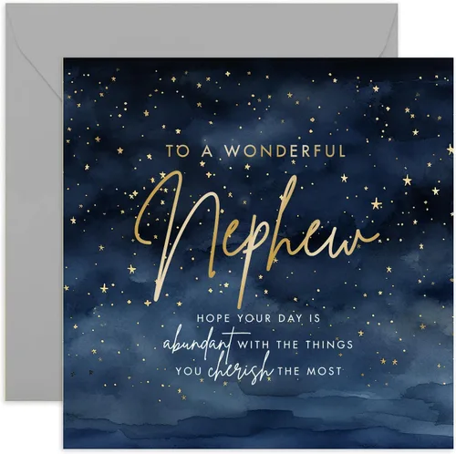 Miniatura 16 de Tarjeta de cumpleaños para nieto - Diseño de estrellas maravillosas - Tarjeta de cumpleaños masculina para hombres - Adulto, adolescente, niño