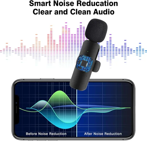 Miniatura 4 de Micrófono de solapa profesional inalámbrico Lavalier para iPhone, iPad, micrófono de grabación de condensador omnidireccional inalámbrico
