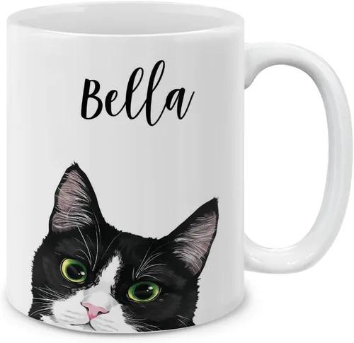 Miniatura 5 de MUGBREW Taza de Café y Té de Cerámica con Gatito Bombay Negro, 11 onzas