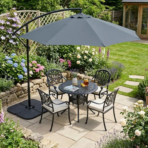 Miniatura 7 de T&Jero Base de plástico resistente de 4 piezas para patio al aire libre, sombrilla voladiza, 260 libras con relleno de agua y arena, color negro