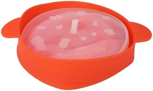 Popcorn Popper para microondas con tapa de asa, plegable, de silicona, para hacer palomitas de maíz, uso en microondas u horno (rojo)