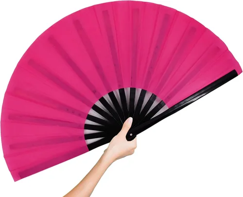 Miniatura 6 de Ventilador de mano plegable grande para rave para baile de línea, grandes ventiladores plegables para festivales de baile, baile, actuación